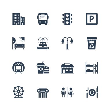 Şehir ögeleri vektör simgesi belirlendi