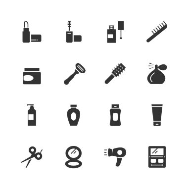 Kozmetik ve güzellik vektörü simgesi seti