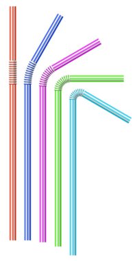 Renkli çizgili içecek pipetleri