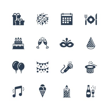 Tatil ve festival vektör simgesi ayarlandı