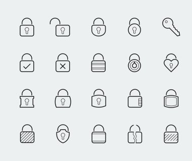 İnce çizgi biçiminde vektör simgesini kilitler