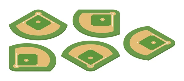 Campo Béisbol Ilustración Isométrica Vectorial — Vector de stock