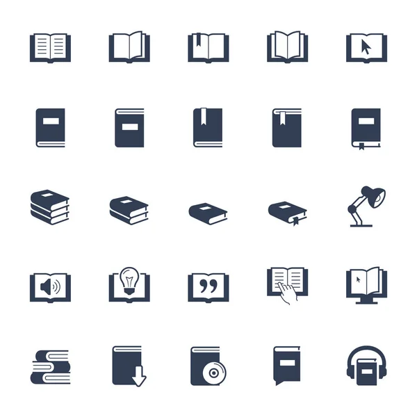 Books Reading Learning Icon Set — Stock Vector