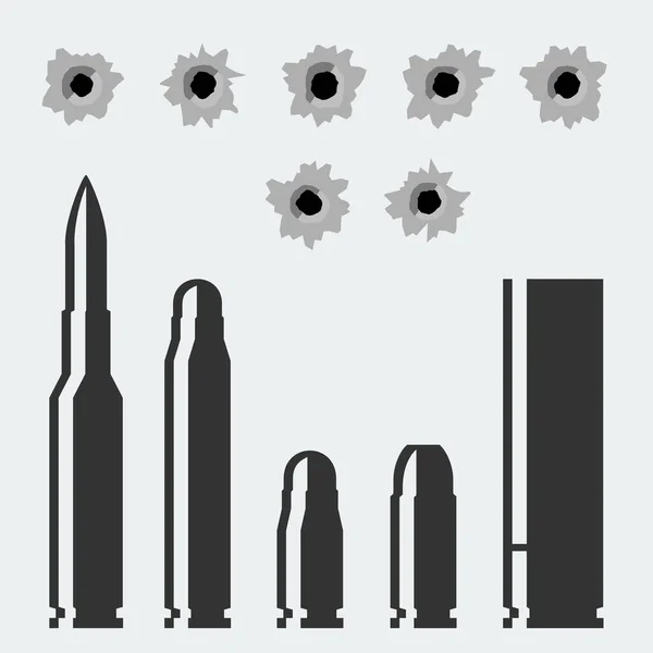 Vektor Kugeln Und Einschusslöcher Gesetzt — Stockvektor
