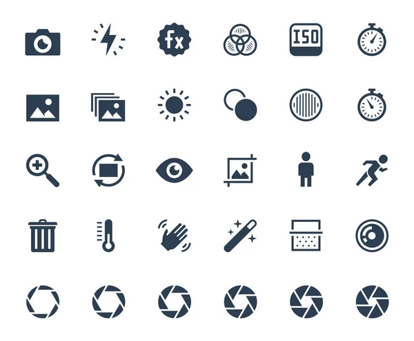 Photography Digital Camera Related Vector Icon Set — Stock Vector