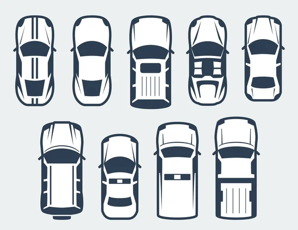 Vector Set Cars Top View — Stock Vector