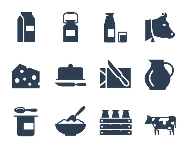 Dairy Products Vector Icon Set — Stock Vector