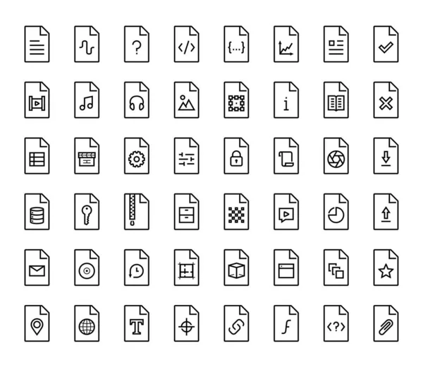 Dosya Tipi Vektör Simgesi Ince Çizgi Biçiminde Ayarlandı — Stok Vektör