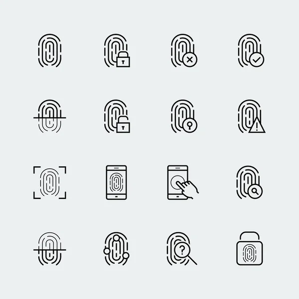 Fingerprint Icon Set Thin Line Design — Stock Vector