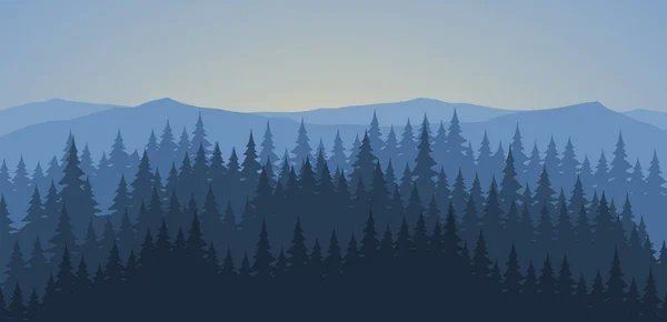 Kiefernwald Morgengrauen Landschaft Hintergrund — Stockvektor