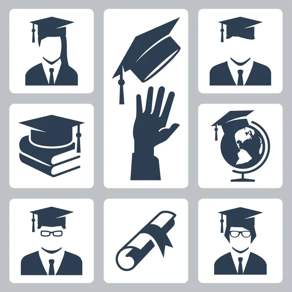 Graduation Related Vector Icon Set — Stock Vector