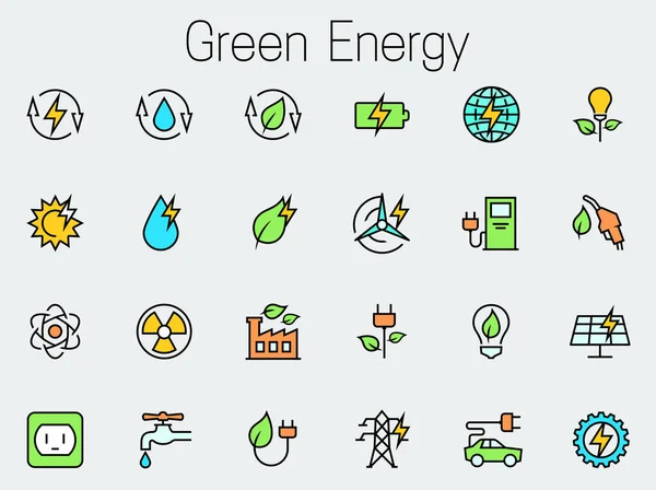 Green Energy Related Vector Icon Set — Stock Vector