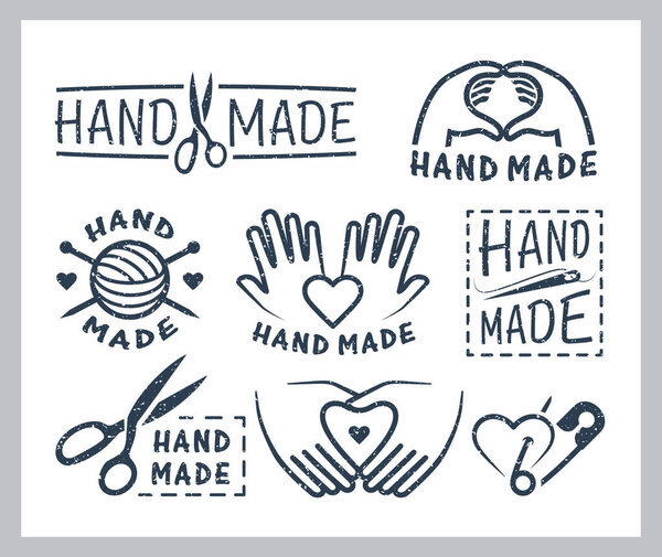 Set of handmade badges, labels, icons and logo elements