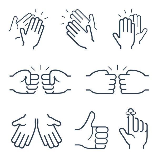 Hand Gestures Icons Clapping Brofisting Other — Stock Vector
