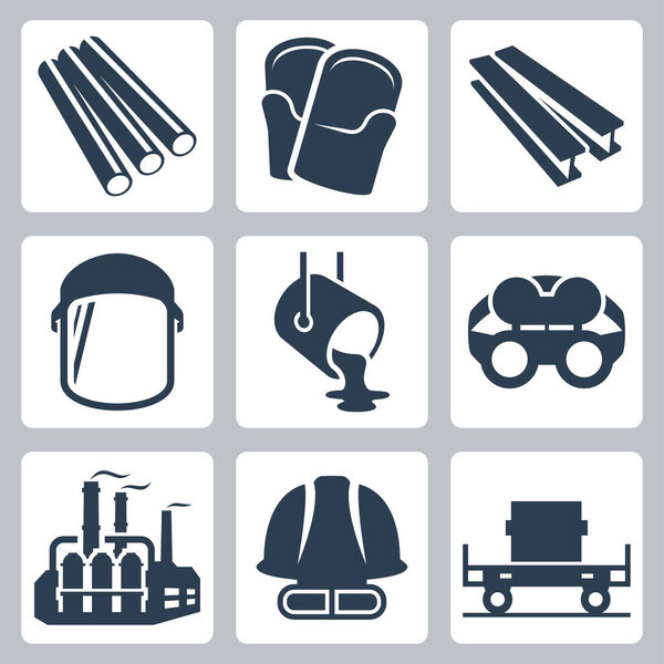 Metallurgy related vector icon set