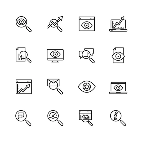 Observation Monitoring Vector Icon Set Thin Line Style — Stock Vector