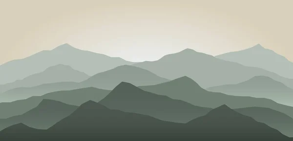 Montagnes Vertes Aube Paysage Fond — Image vectorielle