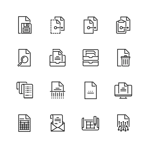 Vektor Icon Für Digitale Und Papierdokumente Dünnlinienstil Gesetzt — Stockvektor