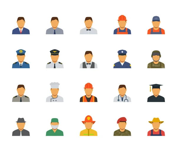 People Professions Occupations Icon Set Flat Design — Stock Vector