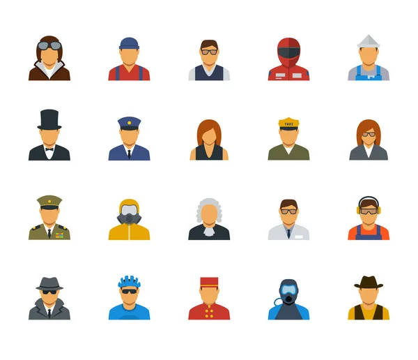 People Professions Occupations Icon Set Flat Design — стоковый вектор