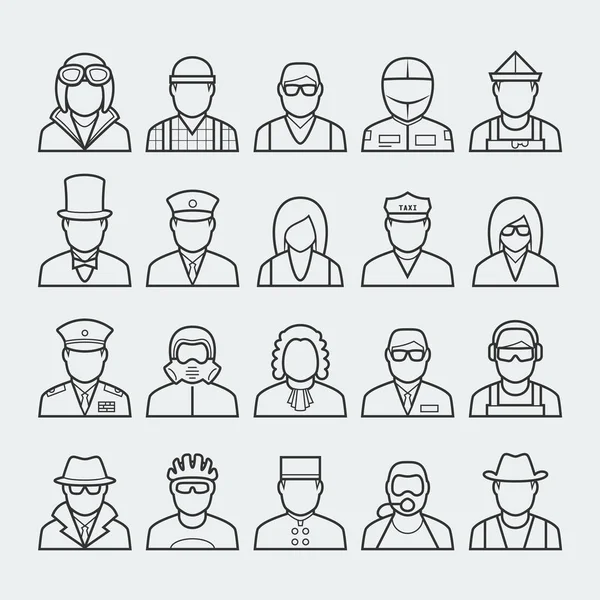 People Professions Occupations Icon Set Thin Line Style — стоковый вектор