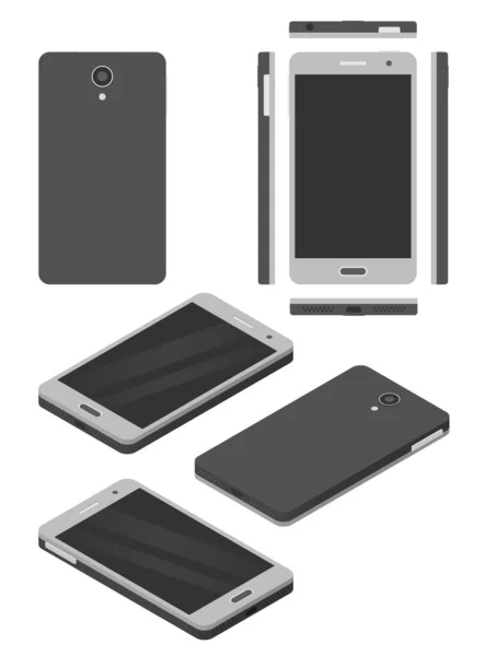 Smartphone Mock Izometrické Ploché Designové Styly — Stockový vektor