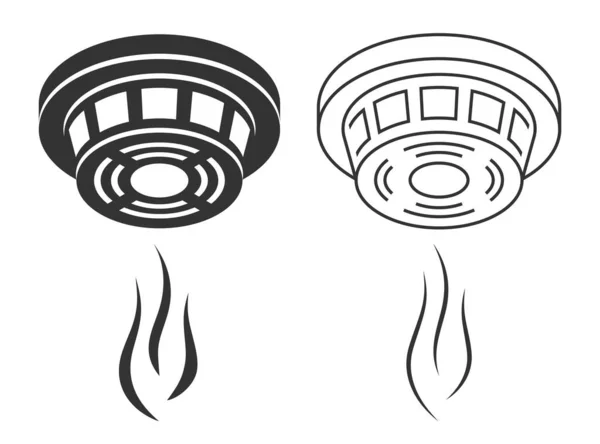 Silueta Detector Humo Estilos Relleno Contorno — Vector de stock