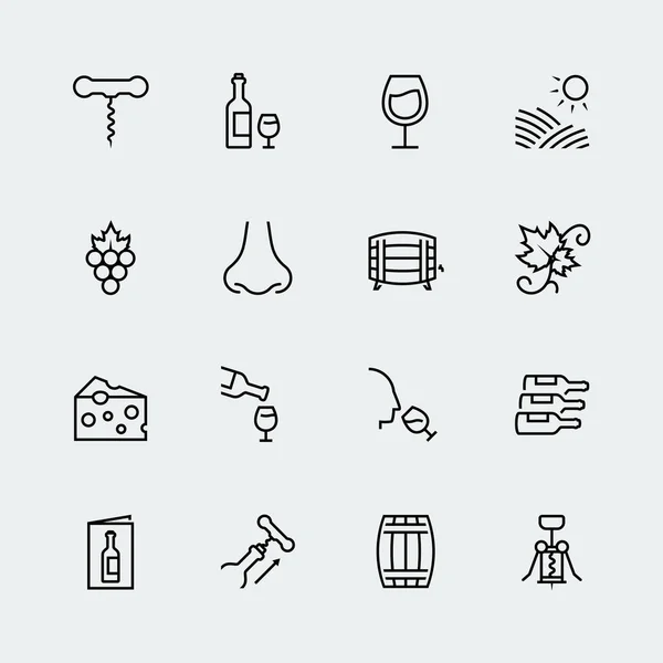 Wine Related Vector Icon Set Thin Line Style — Stock Vector