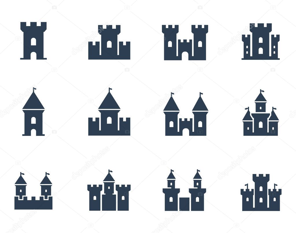 Vector medieval castles icon set