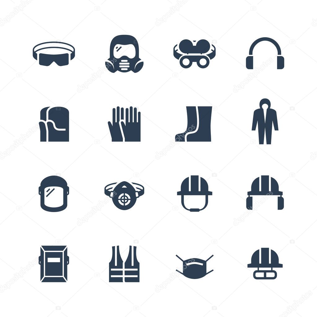 Vector job safety and protection icon set