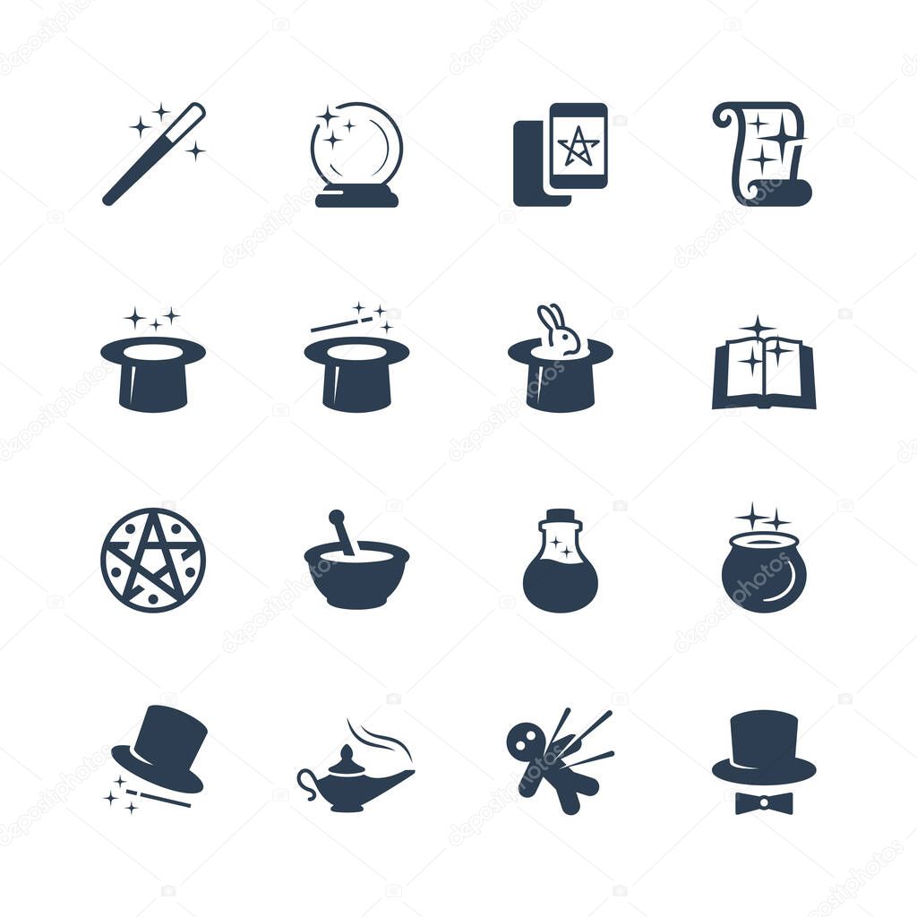 Set of magic related vector icons