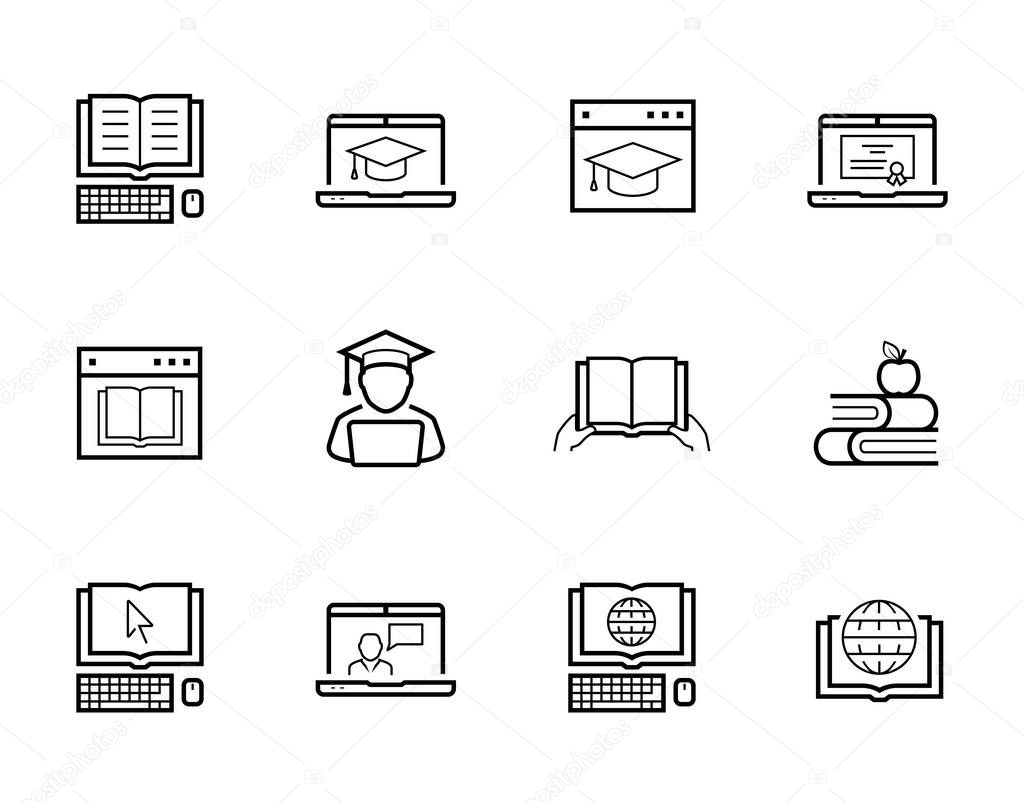 Online education and web-based training icon set