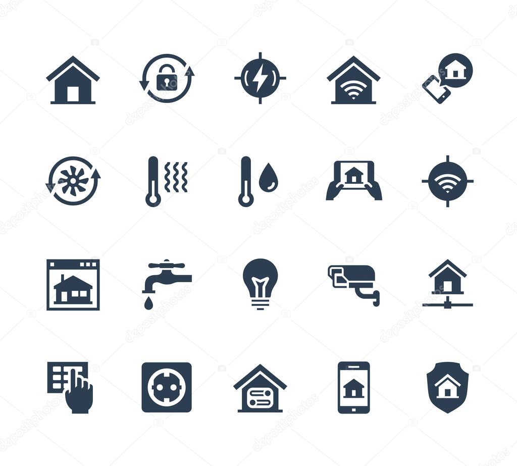 Smart home related vector icon set