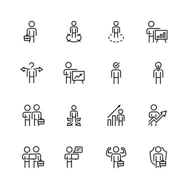 İş adamı ilgili vektör simgesi ince çizgi biçiminde ayarlandı