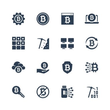 Kripto para birimi vektör simgesi kabartma biçiminde ayarlandı