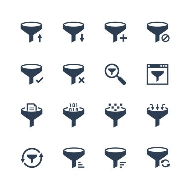 Data filtering vector icon set clipart