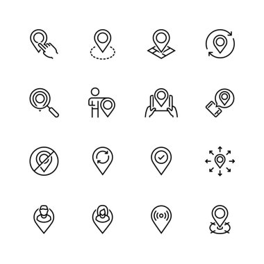 Harita iğnesi ve navigasyon simgesi ince çizgi biçiminde ayarlandı