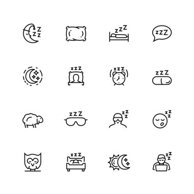 Düzenlenebilir vuruş ile ince çizgi biçiminde uyku bağlantılı vektör simgesi