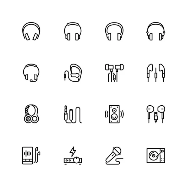 Koptelefoon Audio Apparatuur Pictogram Grote Lijnen — Stockvector