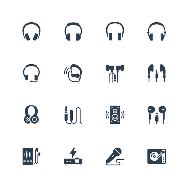 Icône Casque Équipement Audio Dans Style Glyphe — Image vectorielle