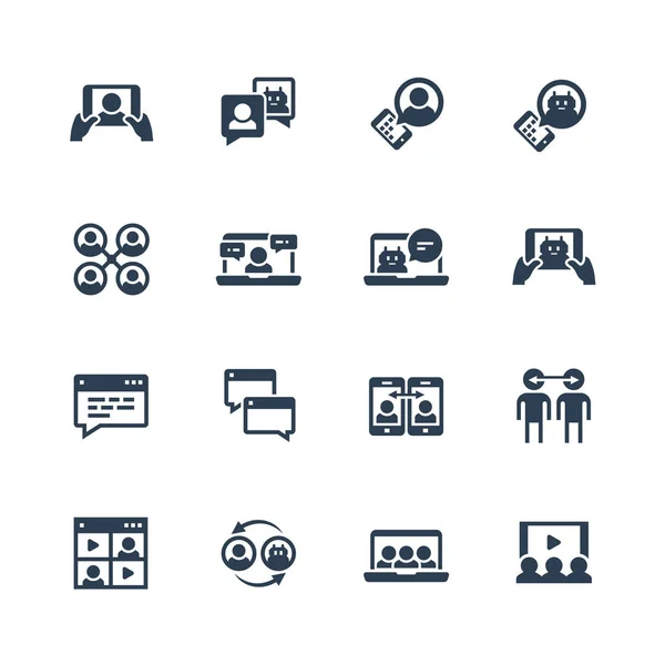 Communication Smart Technologies Vector Icon Set Glyph Style — Stock Vector