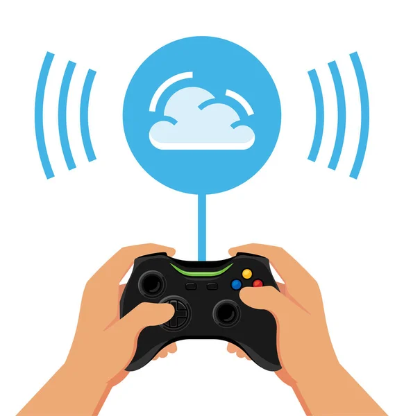 Cloud Gaming Conceito Vector Ilustração Estilo Design Plano — Vetor de Stock