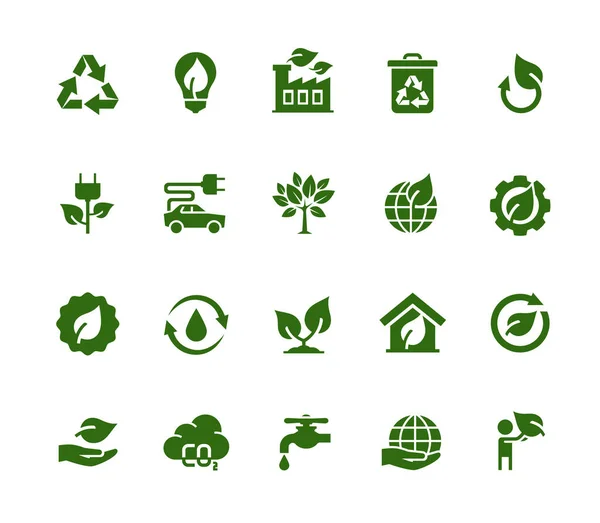 Vector Ecology Industry Related Vector Icon Set — Stock Vector