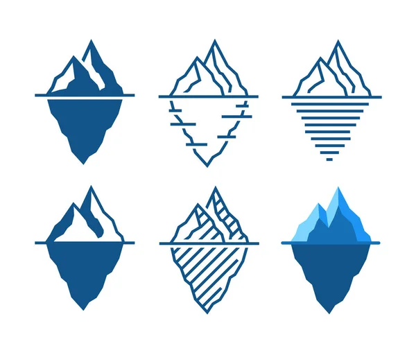 Iceberg Icone Vettoriali Stili Diversi — Vettoriale Stock