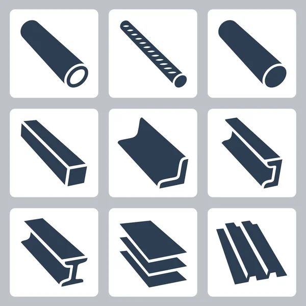 Rolled Metal Products Vector Icon Set — Stock Vector