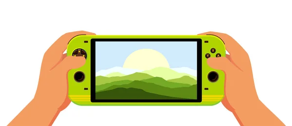 Main Tenant Portable Console Jeu Vidéo Portable — Image vectorielle