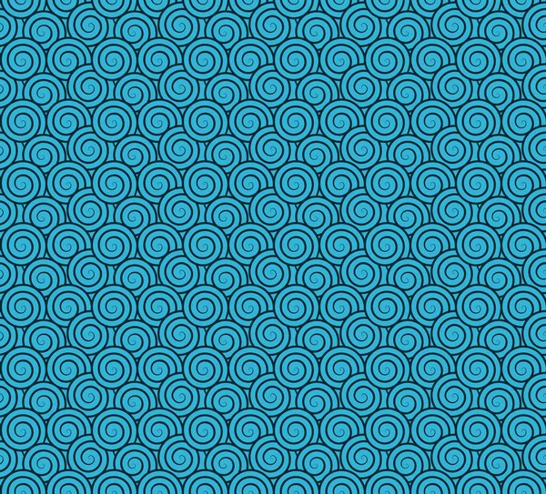 Cercles Spirale Ressemblant Des Vagues Motif Sans Couture Lignes Bleu — Image vectorielle