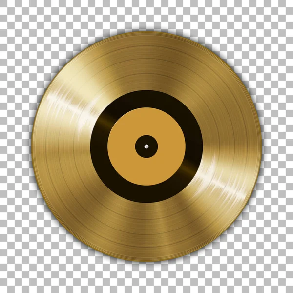 Grammofoon Gouden Vinyl Record Template Geïsoleerd Geruite Achtergrond Vectorillustratie — Stockvector