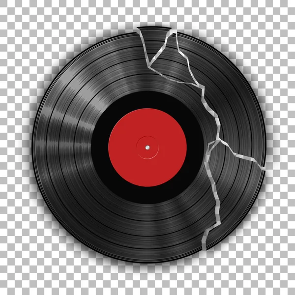 Gramophone Broken Vinyl Record Template Isolated Checkered Background Vektorová Ilustrace — Stockový vektor