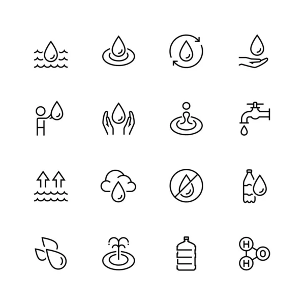 Water Related Vector Icon Set Thin Line Style — Stock Vector